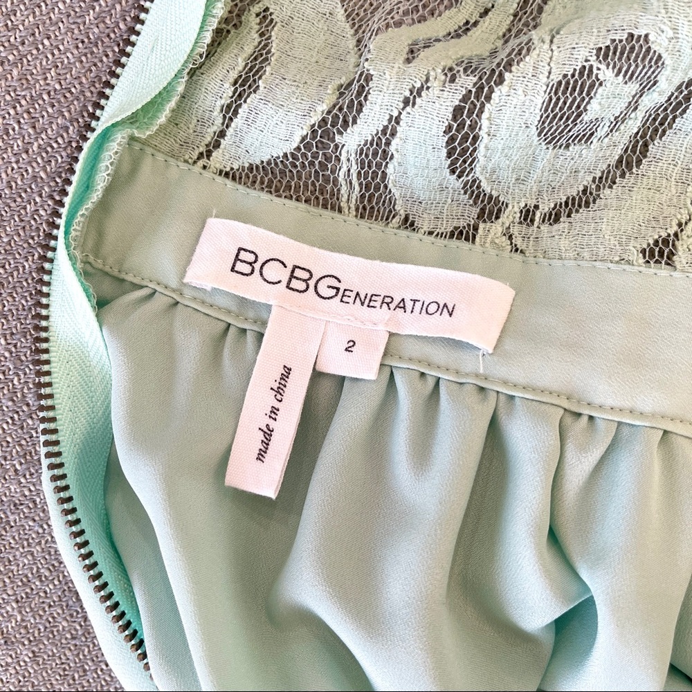 BCBGeneration Mint Green Lace Pleated Mini Dress - Picture 6 of 6